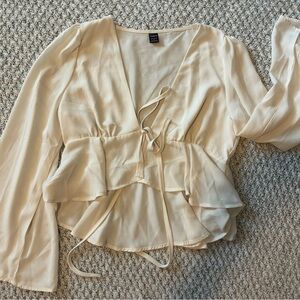 SHEIN Cream Peplum Blouse